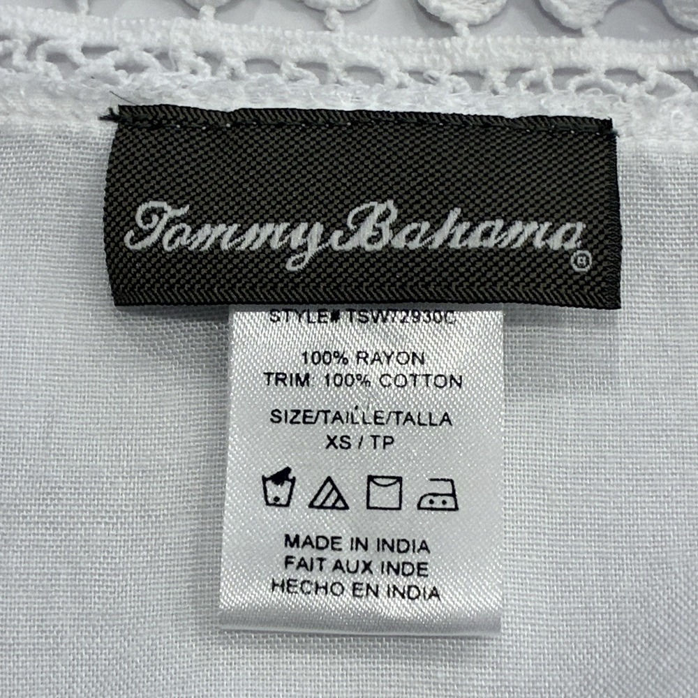 Tommy Bahama Lace Trim Tunic Caftan Swim‎ Cover Up White XS Beach Resort Coastal - Picture 8 of 11